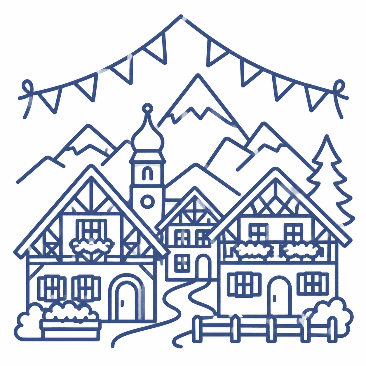 Illustration of an alpine village storefront