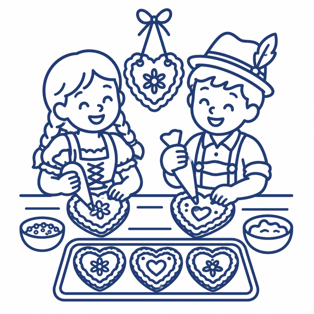 Illustration of a gingerbread heart cookie