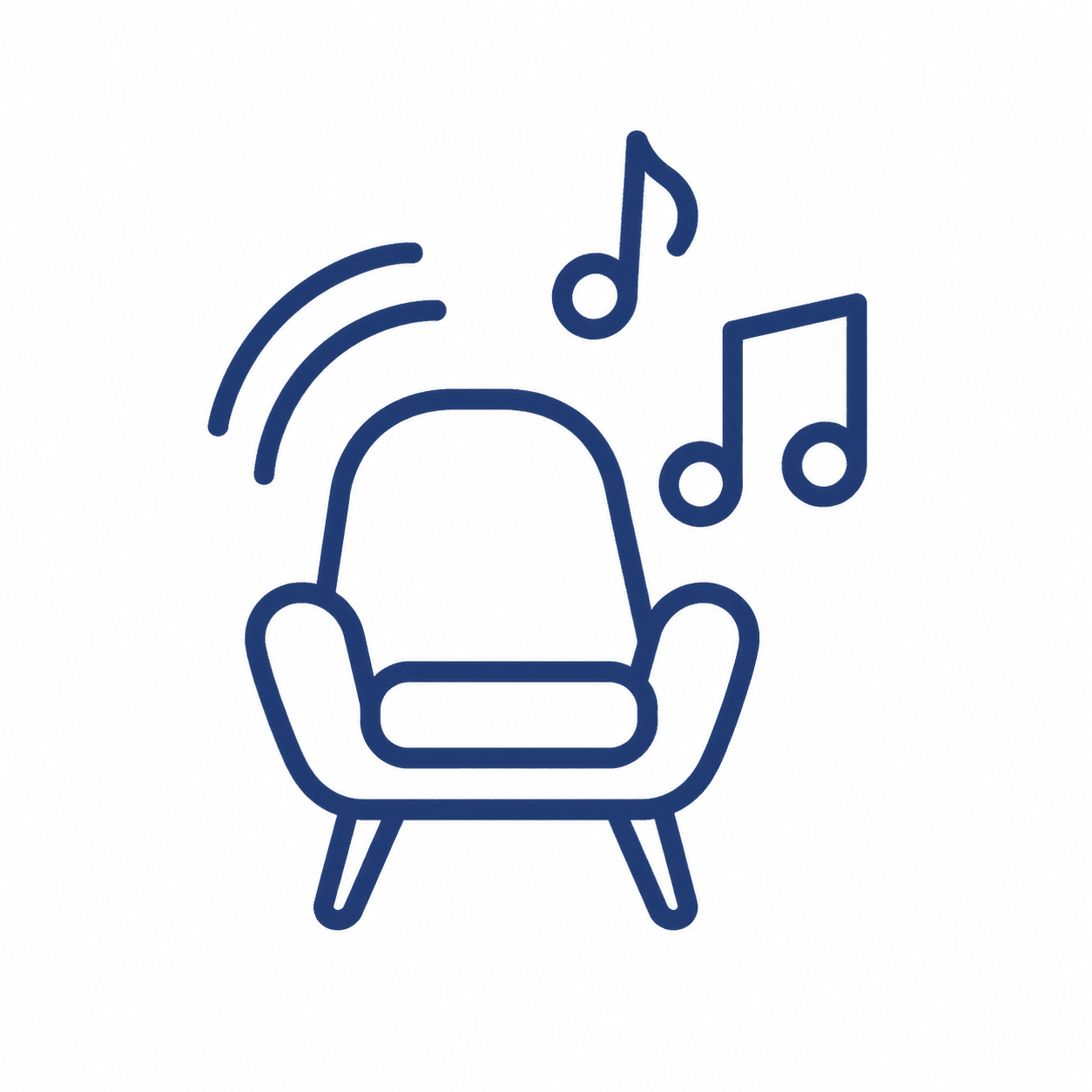 Illustration of a chair with a music note