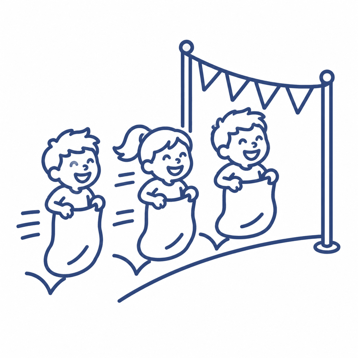 Illustration of kids in a potato sack race
