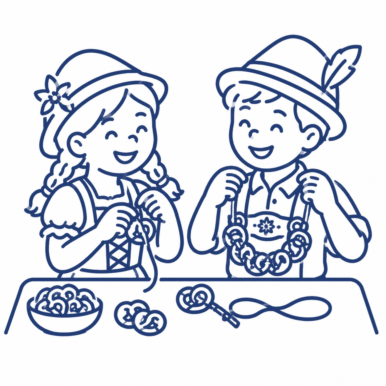 Illustration of a kids' pretzel necklace craft