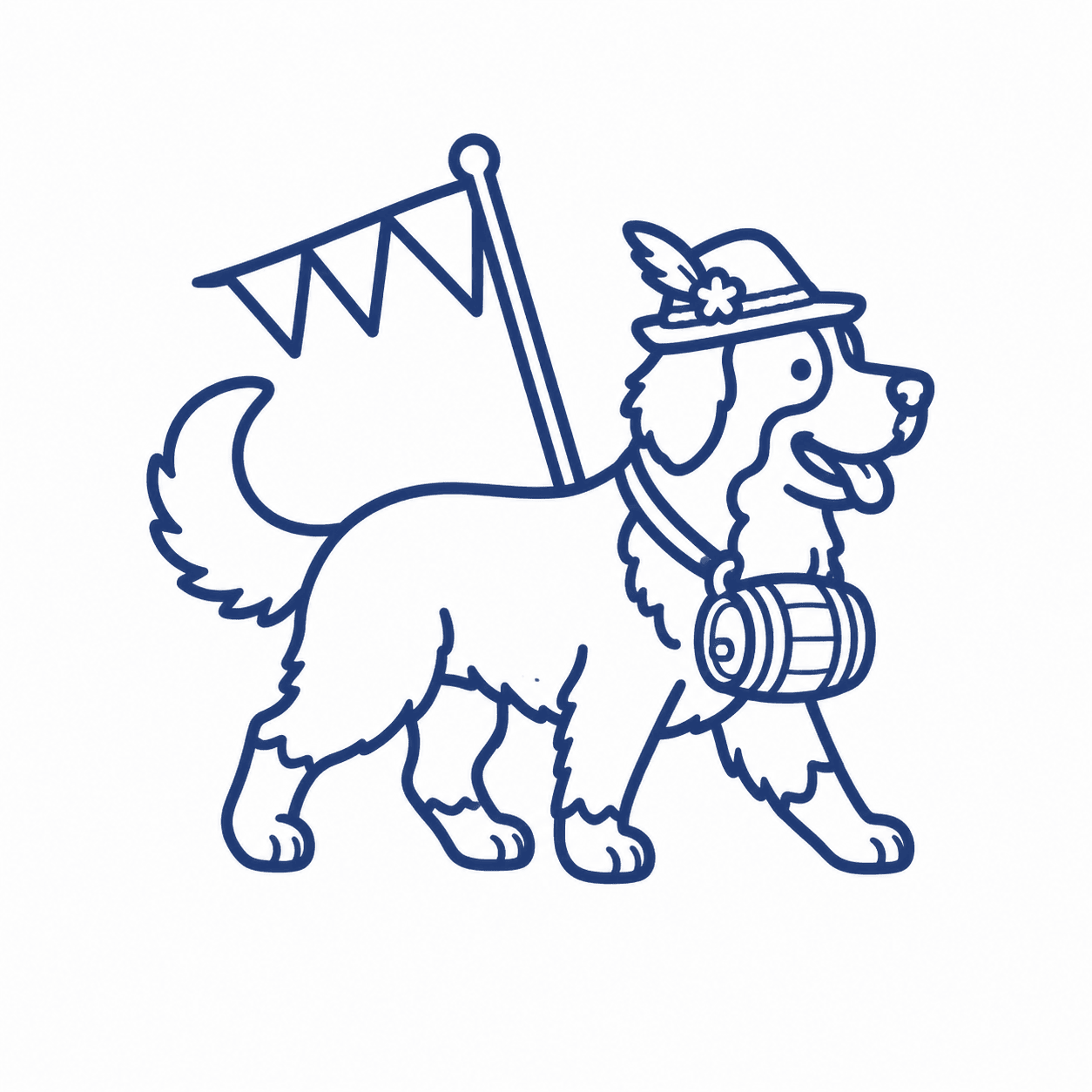Illustration of a dog in a Bavarian costume