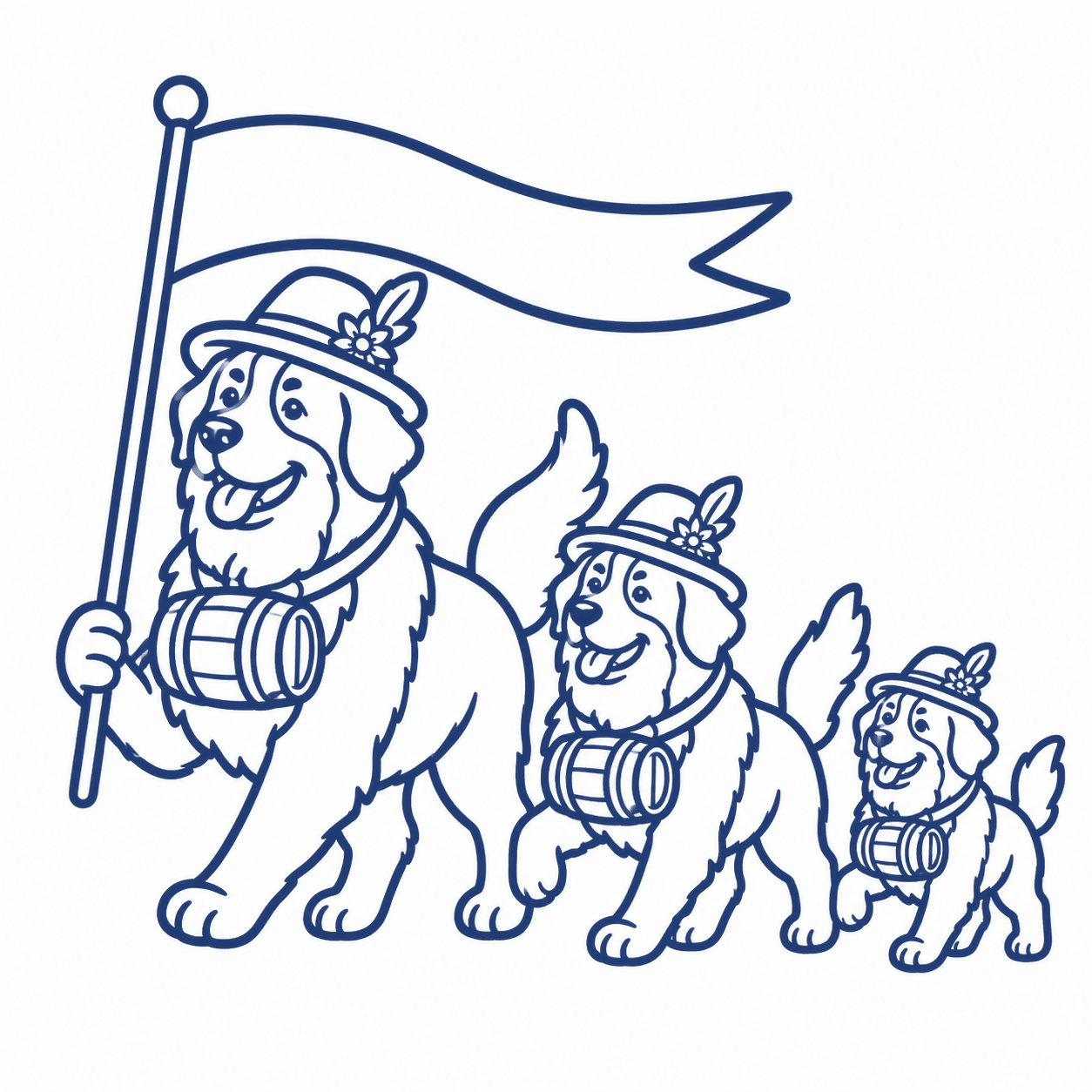 Illustration of a dog in a Bavarian costume