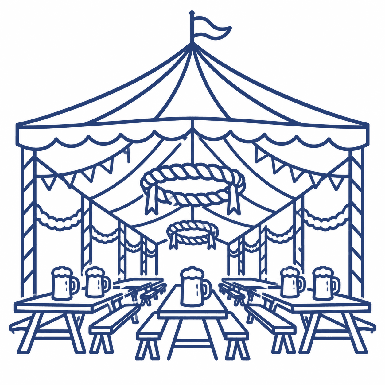 Illustration of a festival tent dining table